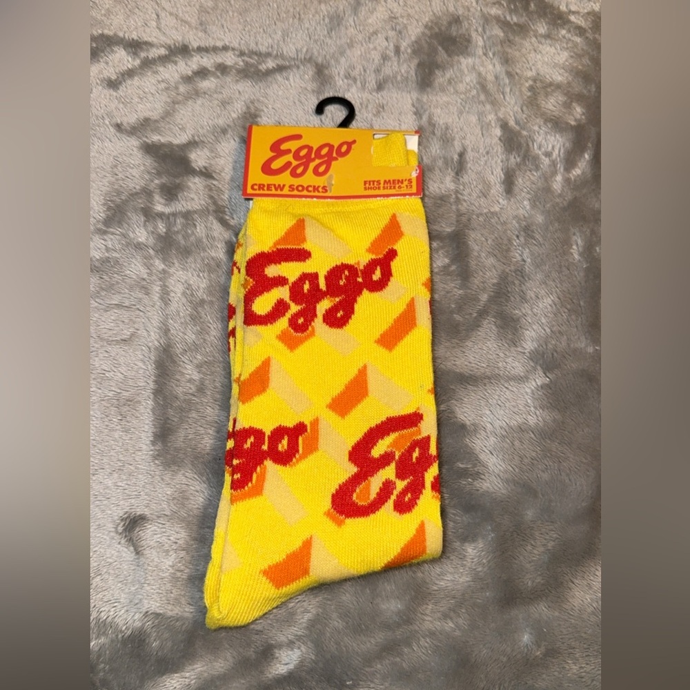 Eggo Waffles Yellow and Red Casual Crew Socks